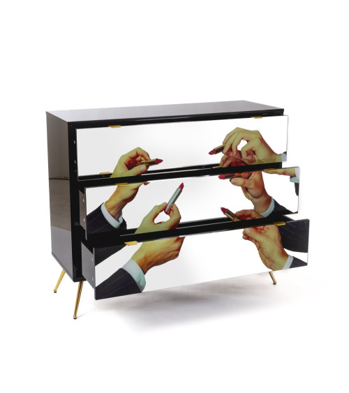 Kamm oder Nachttisch"Cassettiera a Tre Cassetti Lipstick"Cm.120x45 h.10 –SELETTI | BHOME by Arredi Barbàra