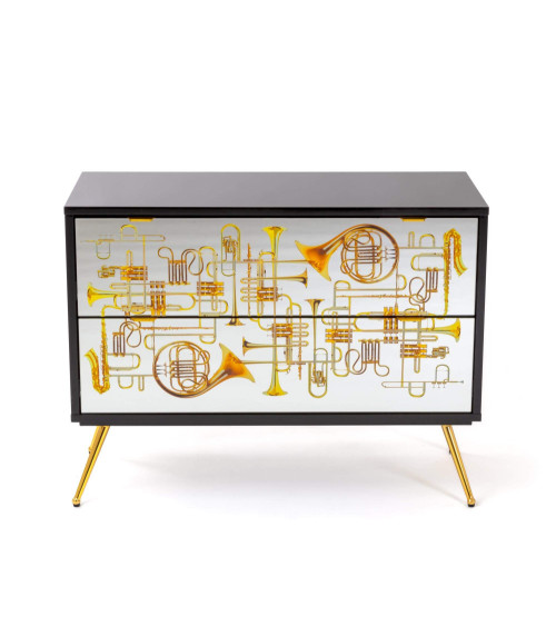 Kamm oder Nachttisch"Cassettiera a Due Cassetti Trumpets"Cm.90x40 h.70 –SELETTI | BHOME by Arredi Barbàra