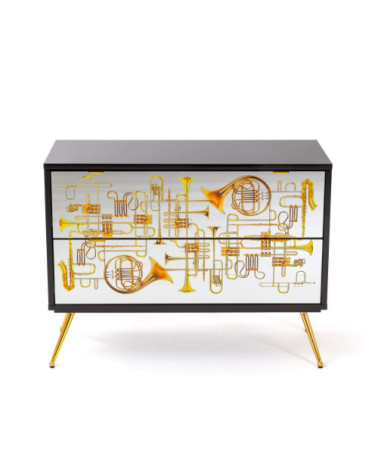 Kamm oder Nachttisch"Cassettiera a Due Cassetti Trumpets"Cm.90x40 h.70 –SELETTI | BHOME by Arredi Barbàra