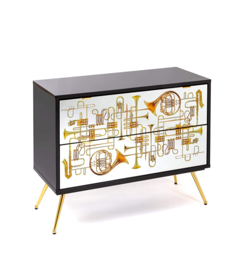 Kamm oder Nachttisch"Cassettiera a Due Cassetti Trumpets"Cm.90x40 h.70 –SELETTI | BHOME by Arredi Barbàra