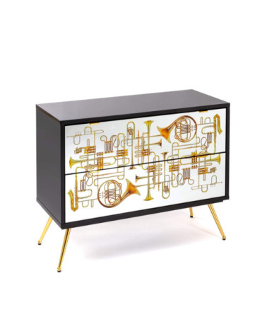 Kamm oder Nachttisch"Cassettiera a Due Cassetti Trumpets"Cm.90x40 h.70 –SELETTI | BHOME by Arredi Barbàra