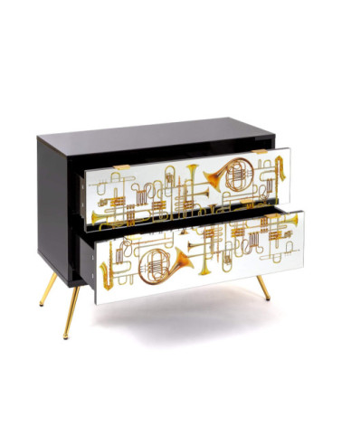 Kamm oder Nachttisch"Cassettiera a Due Cassetti Trumpets"Cm.90x40 h.70 –SELETTI | BHOME by Arredi Barbàra