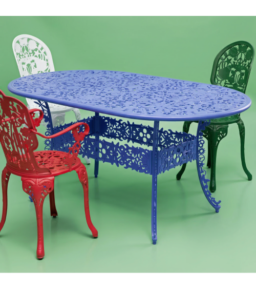 Tavolo da esterno "Industry Collection ALUMINIUM OVAL TABLE - BLU CIELO" | BHOME by Arredi Barbàra
