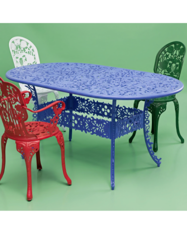 Tavolo da esterno "Industry Collection ALUMINIUM OVAL TABLE - BLU CIELO" | BHOME by Arredi Barbàra
