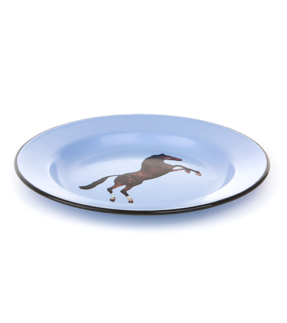 Platte"Enamel Horse"in emailliertem Metall –SELETTI | BHOME by Arredi Barbàra