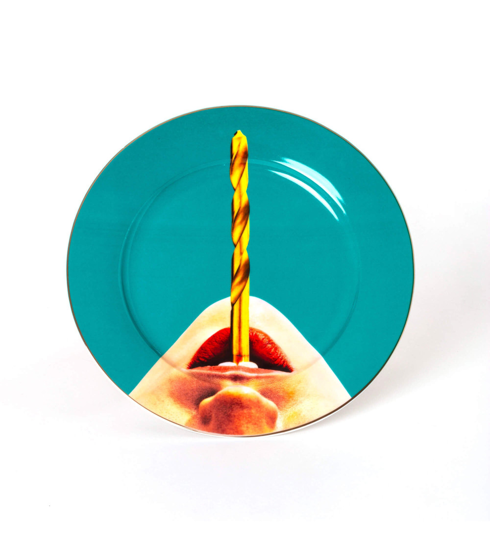 Platte"in Porcelana Drill Gold Border"Porzellan —SELETTI | BHOME by Arredi Barbàra