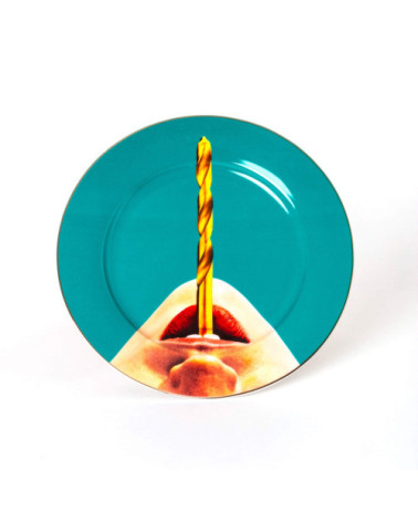 Platte"in Porcelana Drill Gold Border"Porzellan —SELETTI | BHOME by Arredi Barbàra