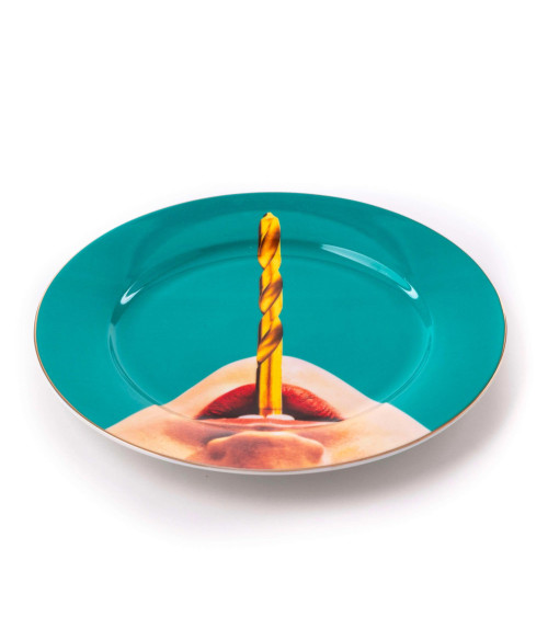 Platte"in Porcelana Drill Gold Border"Porzellan —SELETTI | BHOME by Arredi Barbàra