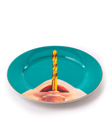 Platte"in Porcelana Drill Gold Border"Porzellan —SELETTI | BHOME by Arredi Barbàra