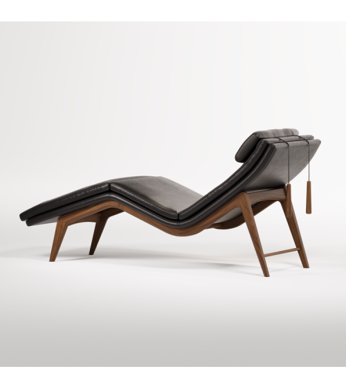 Chaise longue Opera in pelle e noce | WEWOOD