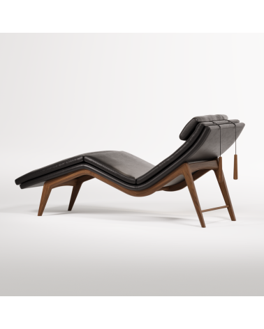 Chaise longue Opera in pelle e noce | WEWOOD