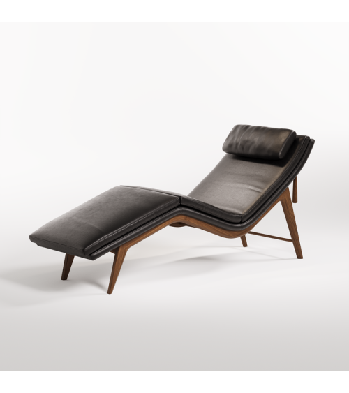 Opera Chaiselongue aus Leder und Nussbaum | WEWOOD