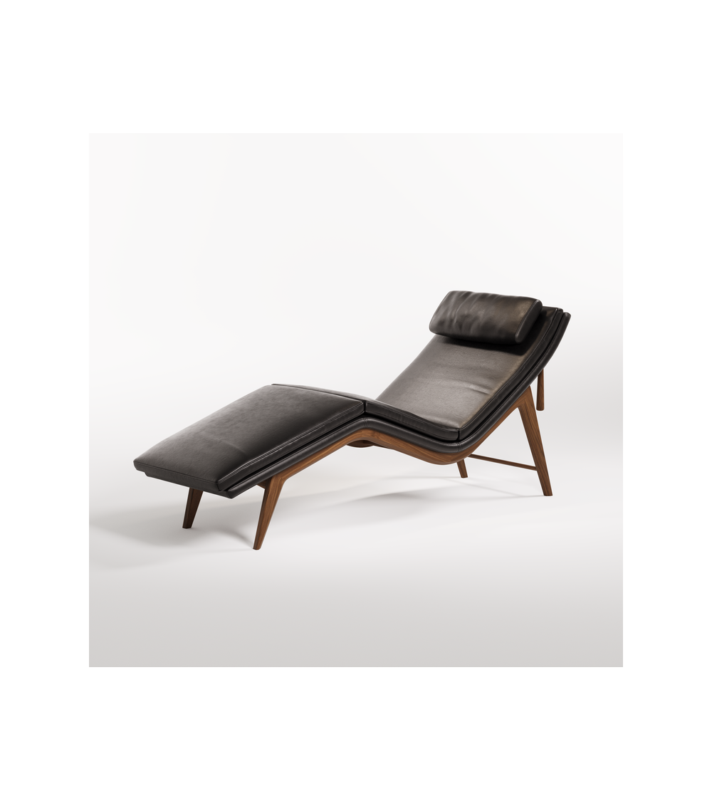 Opera Chaise Longue in Leather and Walnut | WEWOOD