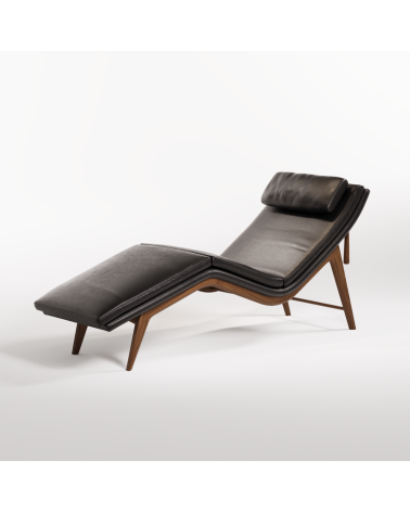 Chaise longue Opera in pelle e noce | WEWOOD