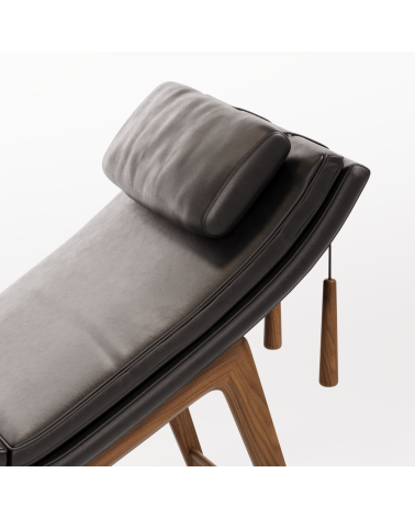 Chaise longue Opera in pelle e noce | WEWOOD