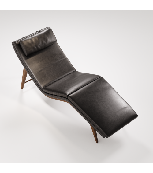 Opera Chaise Longue in Leather and Walnut | WEWOOD