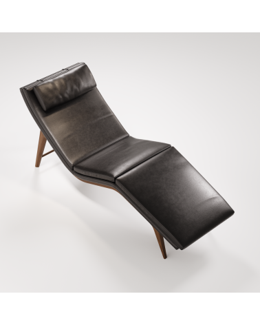 Chaise longue Opera in pelle e noce | WEWOOD