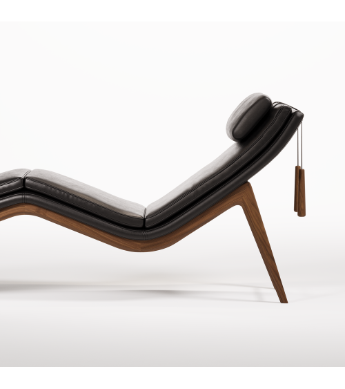 Chaise longue Opera in pelle e noce | WEWOOD