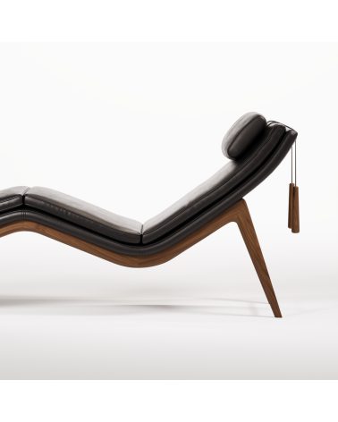 Chaise longue Opera in pelle e noce | WEWOOD