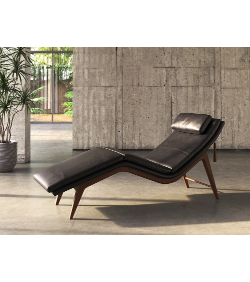 Opera Chaiselongue aus Leder und Nussbaum | WEWOOD