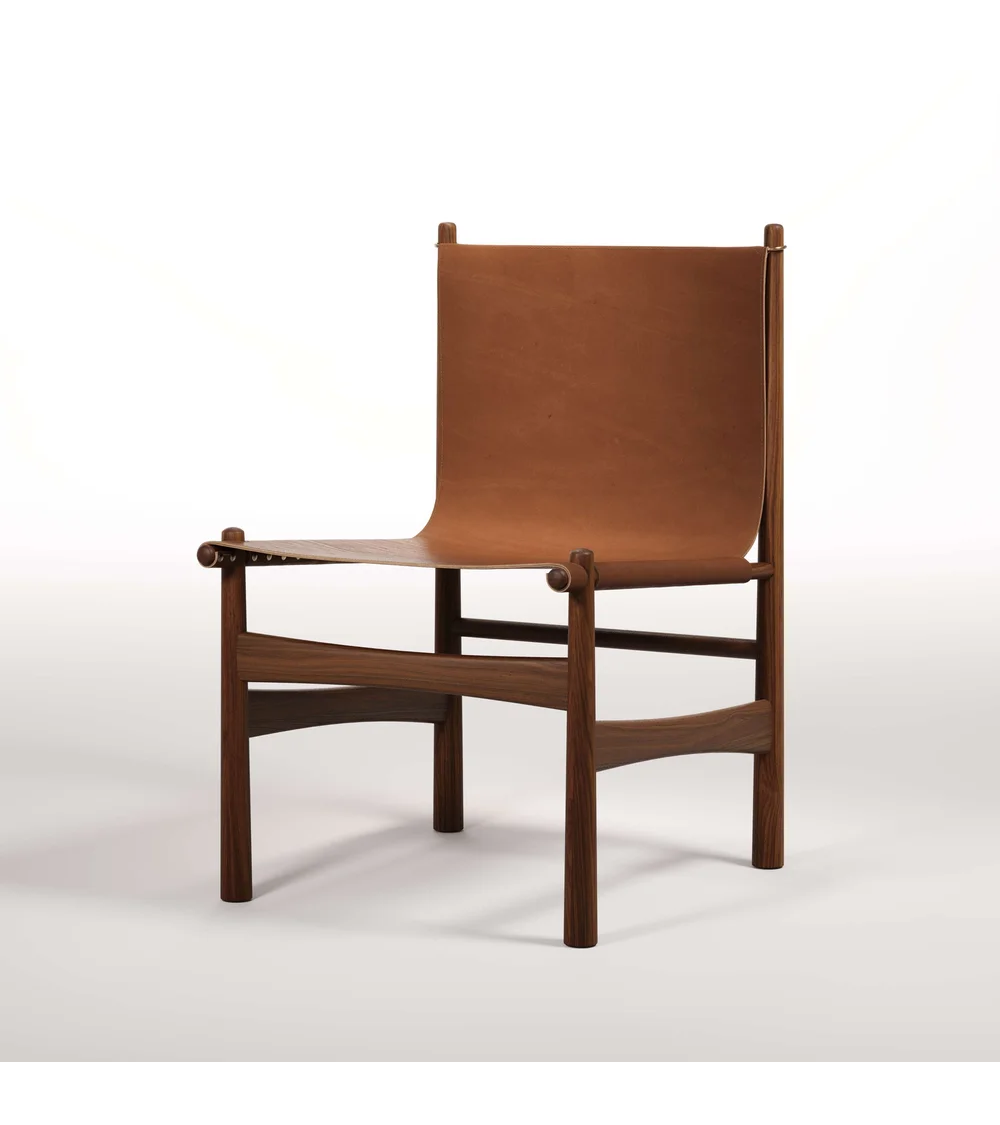 Nook Lounge Chair in Wood, Leather and Brass | WEWOOD