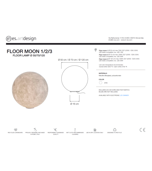 Designer floor lamp Floor Moon IN-ES.ARTDESIGN | BHOME by Arredi Barbàra