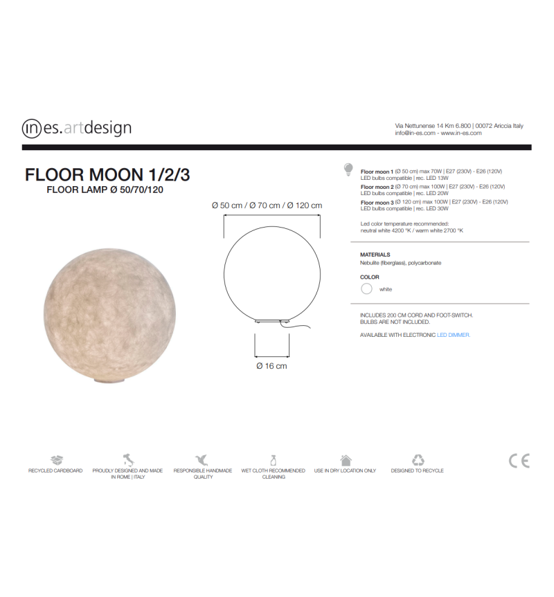 Lampada di design Floor Moon IN-ES.ARTDESIGN | BHOME by Arredi Barbàra