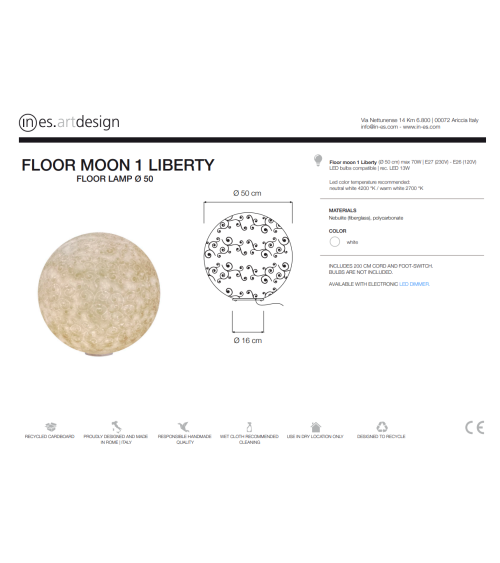 Lámpara de pie Floor Moon 1 Liberty IN-ES.ARTDESIGN | BHOME by Arredi Barbàra