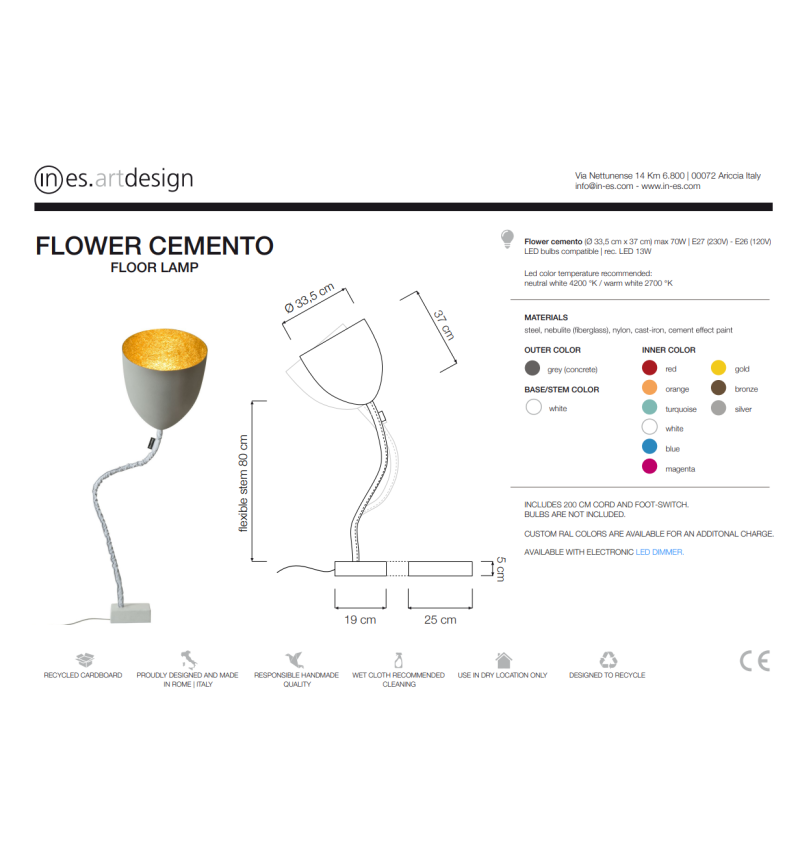 Stehleuchte Flower Cemento IN-ES.ARTDESIGN | BHOME by Arredi Barbàra
