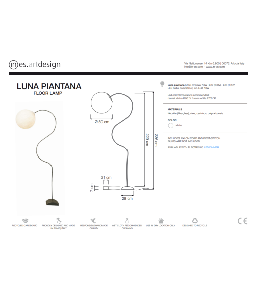 Lampadaire Luna Piantana IN-ES.ARTDESIGN | BHOME by Arredi Barbàra