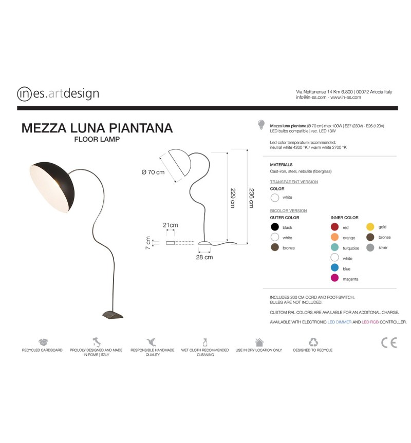 Mezza Luna Piantana Floor Lamp IN-ES.ARTDESIGN | BHOME by Arredi Barbàra