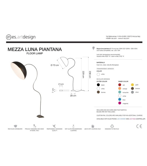 Lámpara de pie Mezza Luna Piantana IN-ES.ARTDESIGN | BHOME by Arredi Barbàra