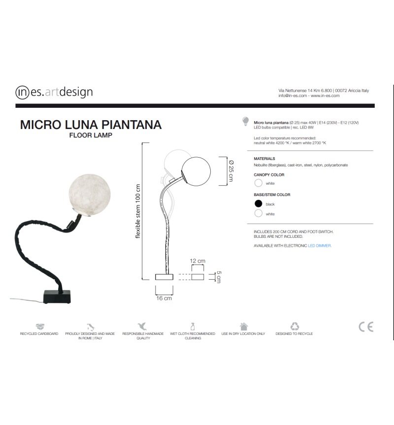 Lampada di design Micro Luna Piantana IN-ES.ARTDESIGN | BHOME by Arredi Barbàra