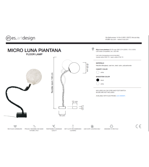 Lampadaire Micro Luna Piantana IN-ES.ARTDESIGN | BHOME by Arredi Barbàra