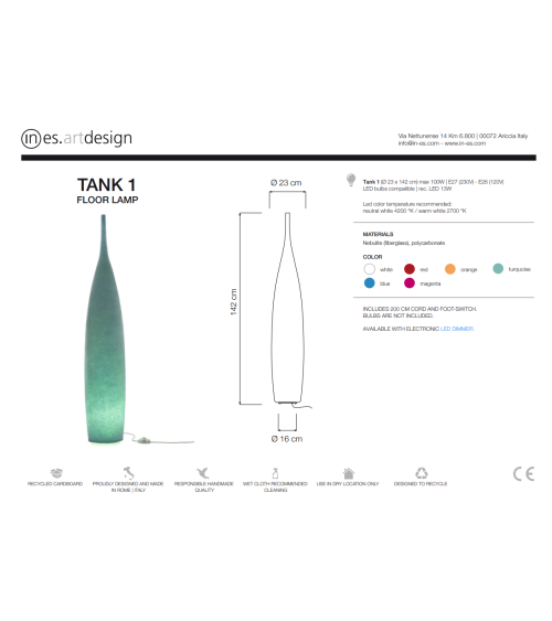 Lámpara de pie Tank 1 IN-ES.ARTDESIGN | BHOME by Arredi Barbàra