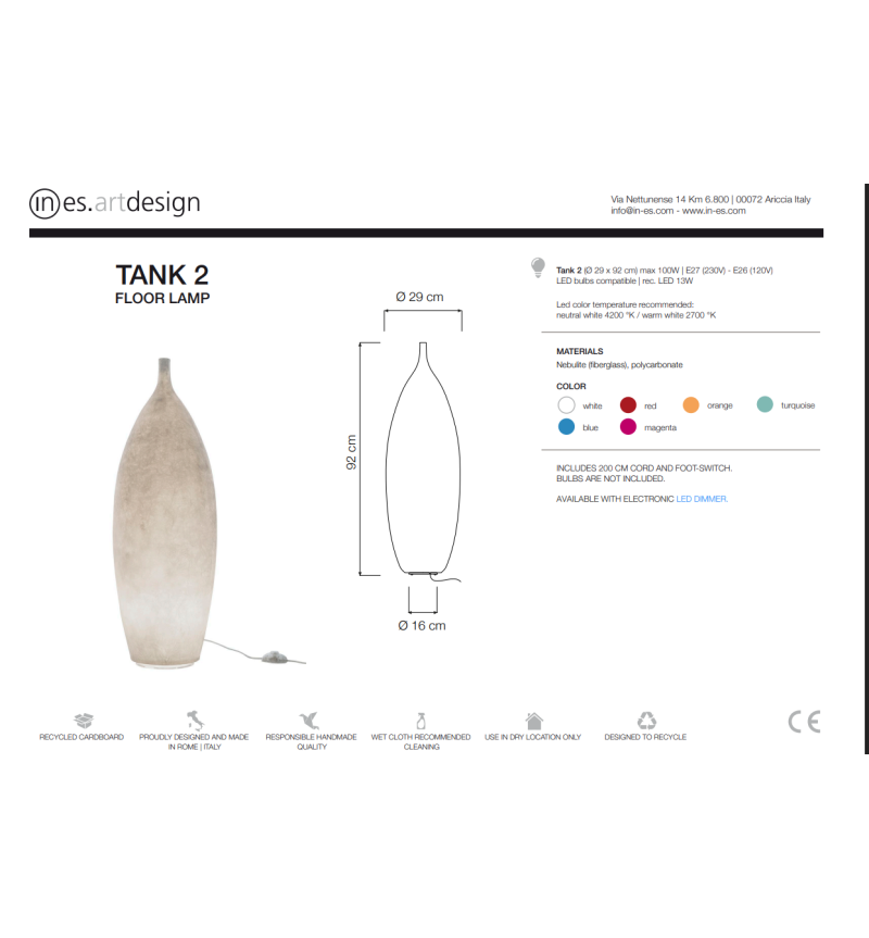 Tank 2 Floor Lamp IN-ES.ARTDESIGN | BHOME by Arredi Barbàra