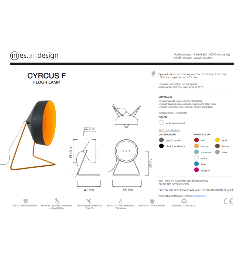 Lampadaire Cyrcus F Lavagna IN-ES.ARTDESIGN | BHOME by Arredi Barbàra