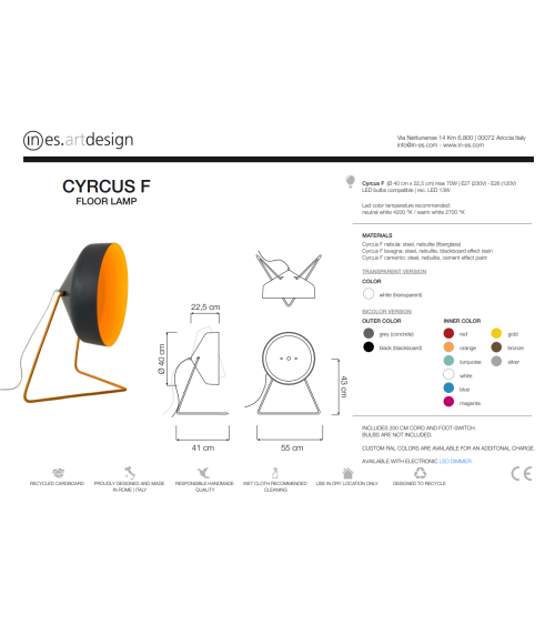 Lampadaire Cyrcus F Lavagna IN-ES.ARTDESIGN | BHOME by Arredi Barbàra