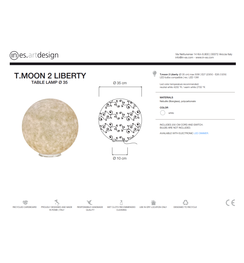 Lámpara de mesa T.Moon 2 Liberty IN-ES.ARTDESIGN | BHOME by Arredi Barbàra