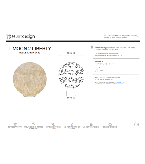 Lámpara de mesa T.Moon 2 Liberty IN-ES.ARTDESIGN | BHOME by Arredi Barbàra