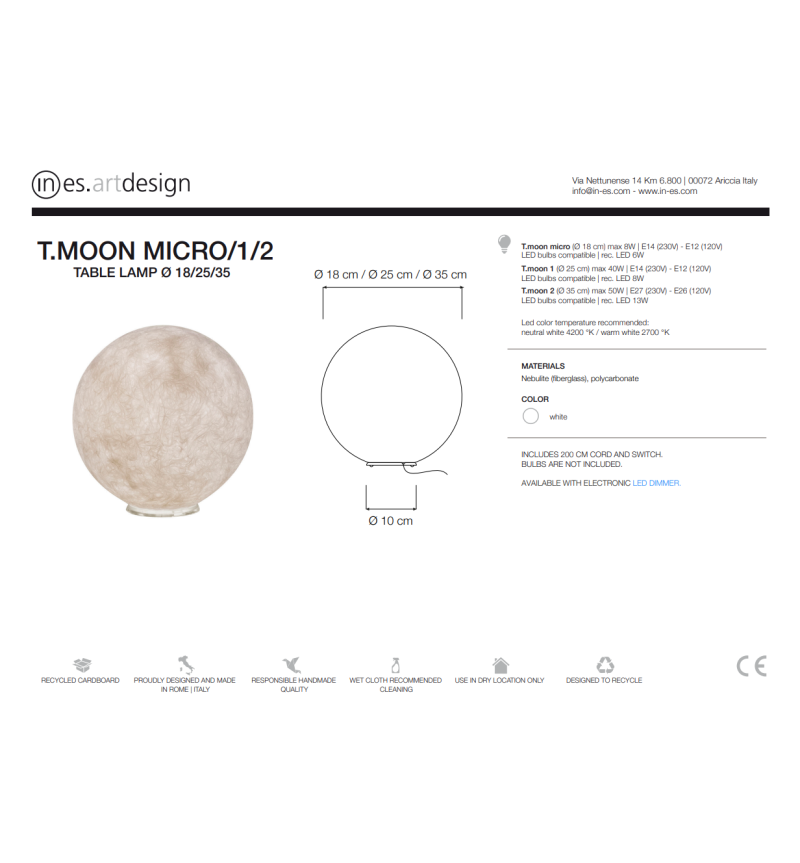 Lampada da tavolo T.Moon IN-ES.ARTDESIGN | BHOME by Arredi Barbàra