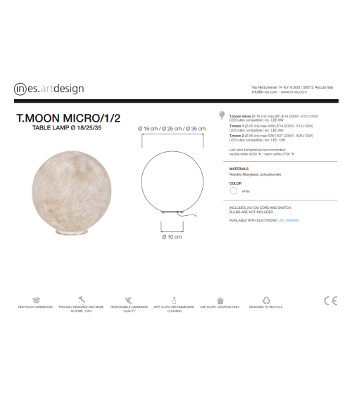 Lampada da tavolo T.Moon IN-ES.ARTDESIGN | BHOME by Arredi Barbàra