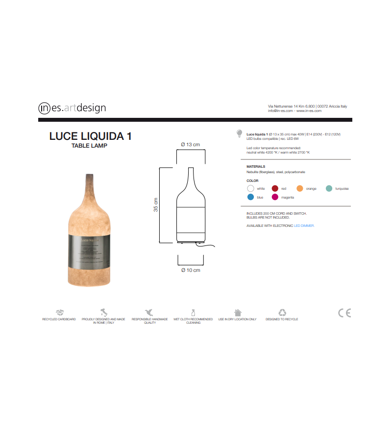 Tischleuchte Luce Liquida 1 IN-ES.ARTDESIGN | BHOME by Arredi Barbàra