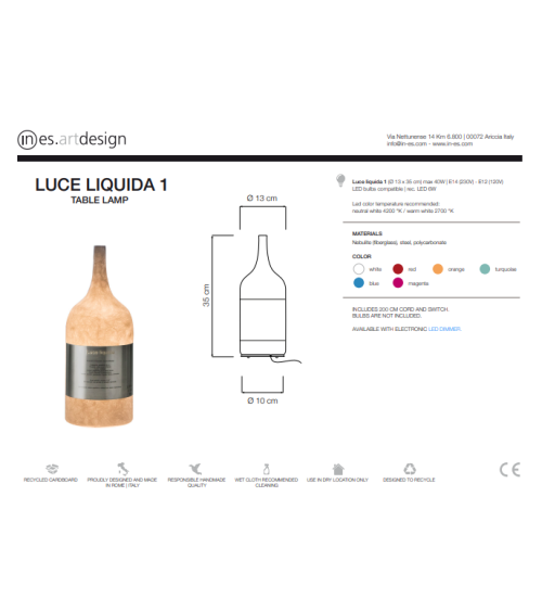 Tischleuchte Luce Liquida 1 IN-ES.ARTDESIGN | BHOME by Arredi Barbàra