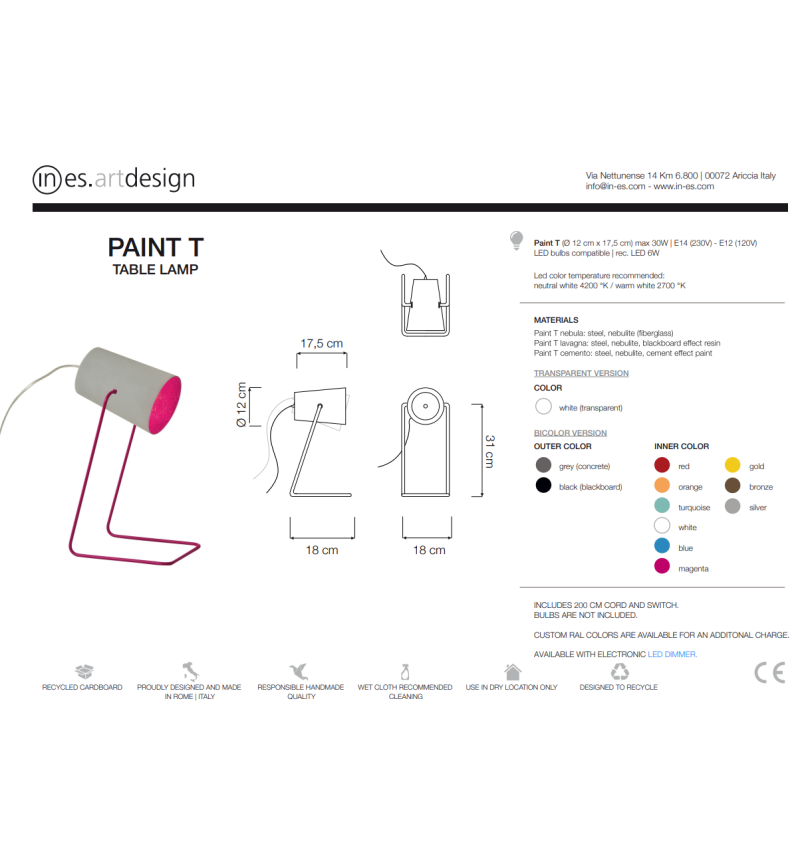 Lampe de table Paint T Cemento IN-ES.ARTDESIGN | BHOME by Arredi Barbàra