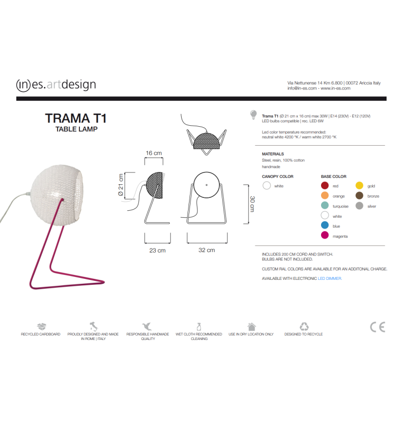 Trama T1 Table Lamp IN-ES.ARTDESIGN | BHOME by Arredi Barbàra