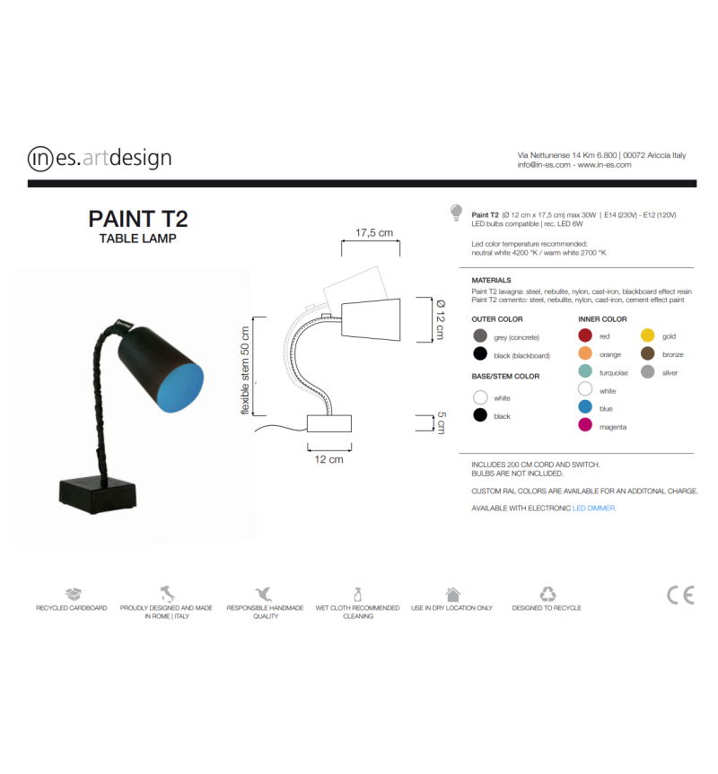 Lampe de table Paint T2 Lavagna IN-ES.ARTDESIGN | BHOME by Arredi Barbàra