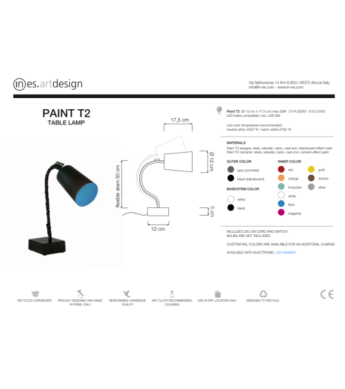 Lampe de table Paint T2 Lavagna IN-ES.ARTDESIGN | BHOME by Arredi Barbàra