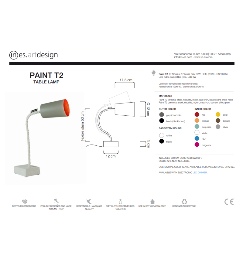 Paint T2 Cemento Table Lamp IN-ES.ARTDESIGN | BHOME by Arredi Barbàra