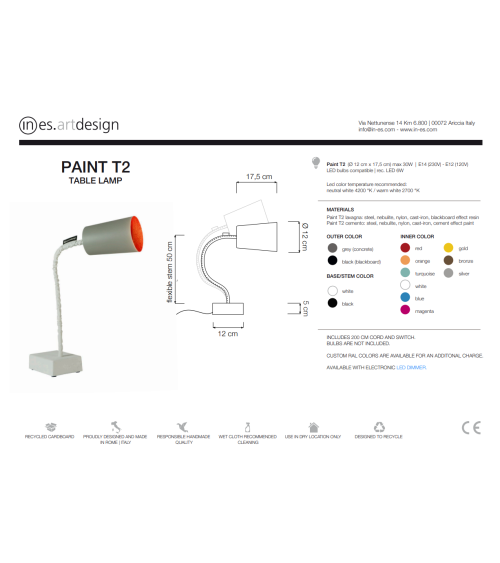 Lampe de table Paint T2 Cemento IN-ES.ARTDESIGN | BHOME by Arredi Barbàra